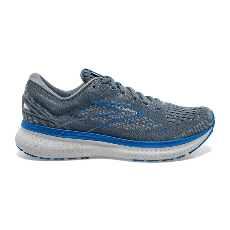 Brooks Glycerin 19 Road Running Shoes - Men's - Quarry/Grey/Dark Blue (19467-QWVD)